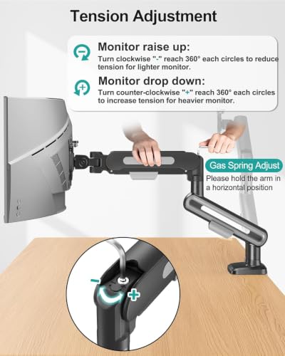 MOUNT PRO Dual Monitor Desk Mount, Pneumatic Monitor Arms for 2 Monitors Max 39 Inches, Adjustable Dual Computer Monitor Stand Each Arm Holds up to 26.5lbs, VESA Mount with C Clamp & Grommet Base - size: Max 39", style: Dual