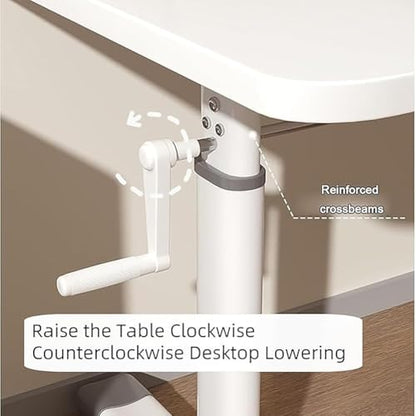 Adjustable Manual Standing Desk 80cm Height Adjustable Work Table Hand Crank Sit Stand Home Office Computer Desk Ergonomic Workstation in White (White 100cm) - size: 100cm