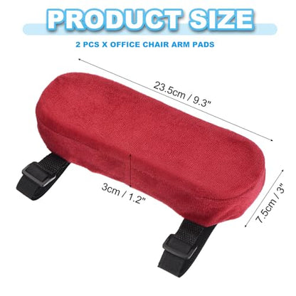 PATIKIL Office Chair Arm Pads, 2 pcs Office Chair Arm Cover Soft Office Chair Armrest Pads Memory Foam Cotton Removable Washable for Desk Computer Gaming, Red - color: Red