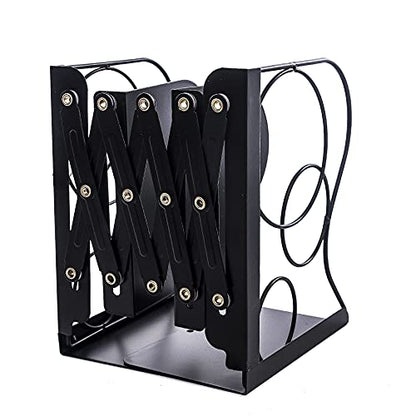 Adjustable Bookends Metal Book Ends for Heavy Book Holder | Heavy Duty, Desktop Book Organizer, Binder Holder, Nonskid Book End for Bookshelf, - color: Black-round