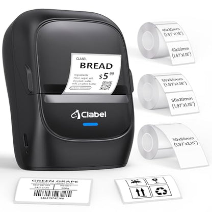 CLABEL 221B 2" Bluetooth Thermal Label Printer with 3 Label Rolls, Black - color: Black