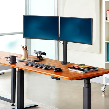 Black Dual Monitor Arm Mount for 13-32 Inch Screens | Ultrawide Screens Up to 38 Inch Fully Adjustable Stand with C-Clamp/Grommet Base Max VESA 100x100 Each Screen Capacity 22lbs - size: Dual Arms for 13"-32"