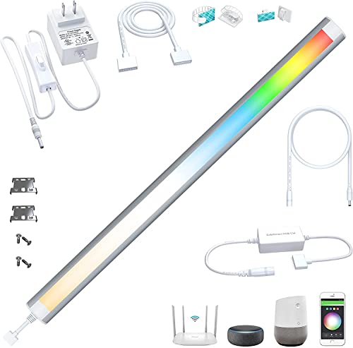 LED Light Bar,Plug-in, Dimmable, Adjustable White & RGB Color Changing, Alexa, Google Home Enabled Remote Counter Lights for Kitchen, Shelf, Cupboard, Desk, Monitor (1-Bar 12 Inch Kit) - size: 1-Bar 12 Inch Kit