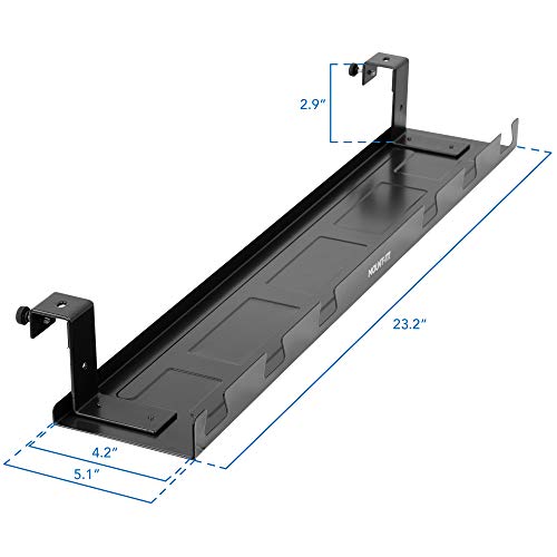 Mount-It! Premium Under Desk Cable Management Tray – 23" Heavy-Duty Steel Cable Tray & Cord Basket for Standing Desk & Home Office, Secure Crossbar or Screw Mount Wire Organizer (Black)