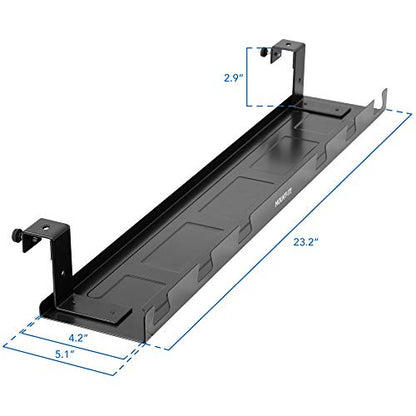 Mount-It! Premium Under Desk Cable Management Tray – 23" Heavy-Duty Steel Cable Tray & Cord Basket for Standing Desk & Home Office, Secure Crossbar or Screw Mount Wire Organizer (Black)
