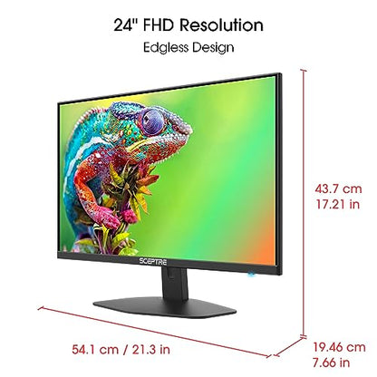 Sceptre Prime 24-inch Gaming Monitor 100Hz 1ms DisplayPort HDMI x2 100% sRGB AMD FreeSync Build-in Speakers, Eye Care Frameless Machine Black 2025 (E248W-FW100T) | 100Hz 1ms DisplayPort HDMI x2 100% sRGB AMD FreeSync Build-in Speakers, Eye Care Frameless