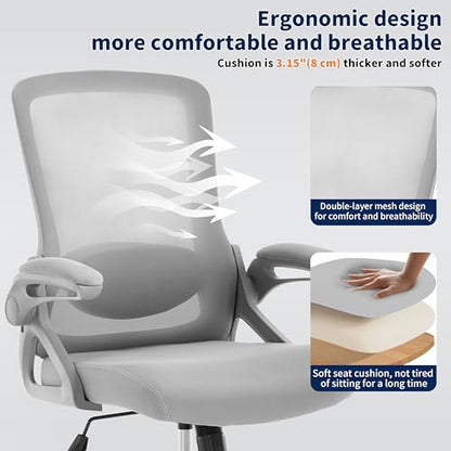 Ergonomic Office Chair Desk Chair with Adjustable Lumbar Support - color: Light Grey