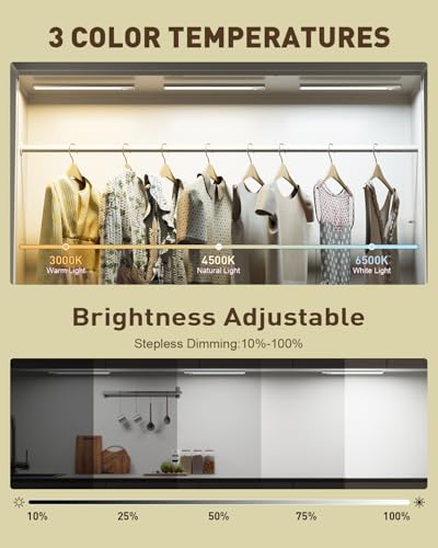 Under Cabinet Lighting, Motion Sensor, Rechargeable, 5 Pack | Wireless with Adhesive, Dimmable, 3 Color Temperature Adjustable, Auto On/Off, Portable, For Stairs, Counter, Kitchen, Closet - style: 5 Pack