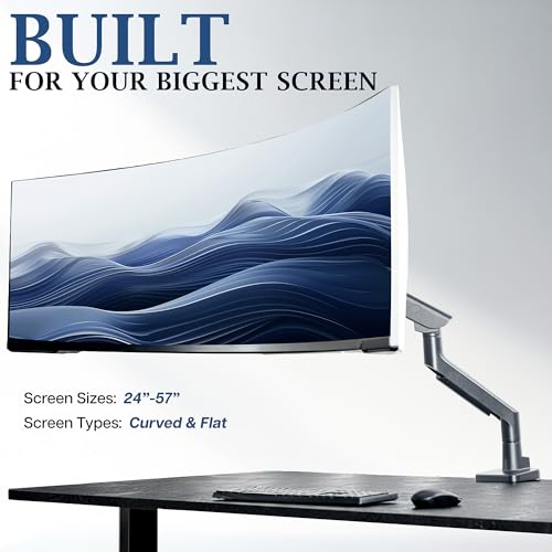 VIVO PRO Heavy Duty, Premium Ultra-Wide Monitor Tension Arm, Up to 57 inch Screens, Holds 59.4 lbs, Desk Mount Monitor Stand for Ultrawides, Black, PRO-ST157B - color: Black