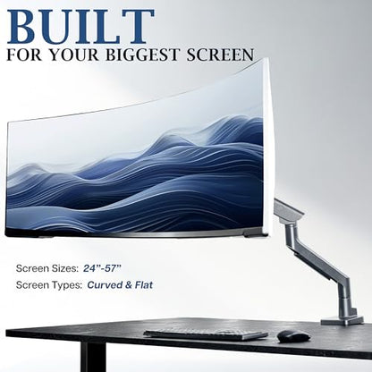 VIVO PRO Heavy Duty, Premium Ultra-Wide Monitor Tension Arm, Up to 57 inch Screens, Holds 59.4 lbs, Desk Mount Monitor Stand for Ultrawides, Black, PRO-ST157B - color: Black