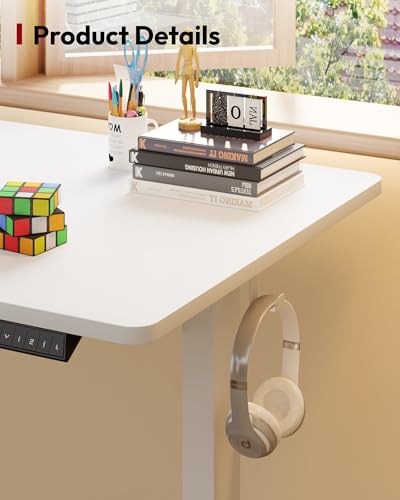 SANODESK One-Piece Electric Height Adjustable Standing Desk 48''x 24'' - color: White Frame+white Top, size: 48x24"