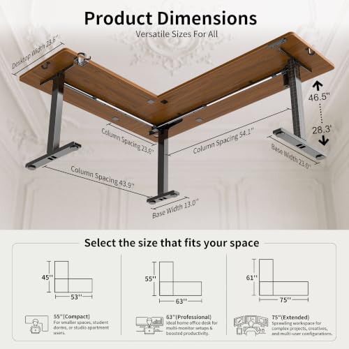 WALKINGDESK 75x61 Inches Reversible L Shaped Standing Desk Height Adjustable with Cup Holder, Electric Corner Computer Workstation for Home Office, Ergonomic Sit Stand up Gaming Desk, Black Walnut - color: Black Walnut, size: 75" with Cup Holder