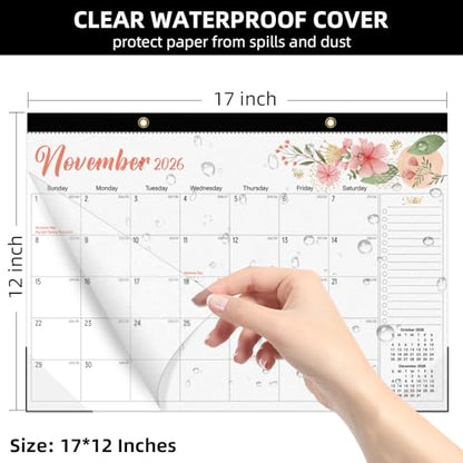 Tcamp Desk Calendar 2026-2027, Jul 2026-Dec 2027, 18-Month, 17" x 12" Large - color: Floral, size: 17"x12"(Jul 2026-Dec 2027)