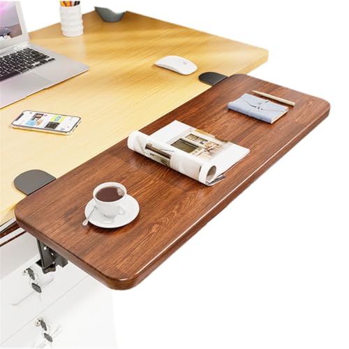 20 x 7.8 Inch Adjustable Ergonomic Clamp-On Desk Extender Tray, Brown - color: Brown