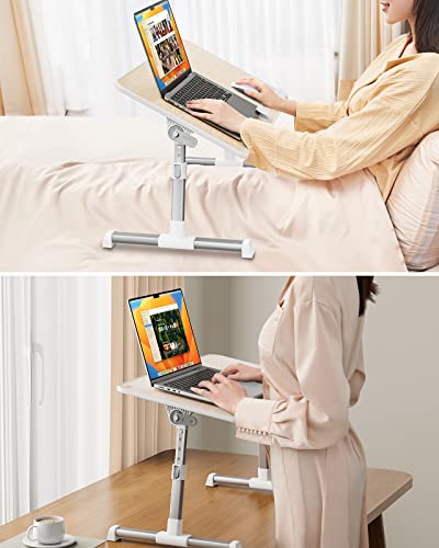 SAIJI Laptop Bed Tray Table, Adjustable Standing Desk Lap Desk - color: Teak, size: 23.6*13 inches
