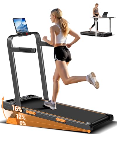 16% Incline Walking Pad Treadmill, 3-in-1 Under Desk Treadmill with Handles | Foldable, Compact, Portable Treadmills for Home Small, 2.5HP Quiet Brushless, 330 LBS Capacity, Home Office, LED Display