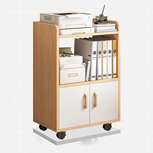 Shelf Placement Cabinet Floor Shelf Office Filing Cabinet Wooden Movable Computer Desk Side Low Cabinet(Beige) - color: Beige