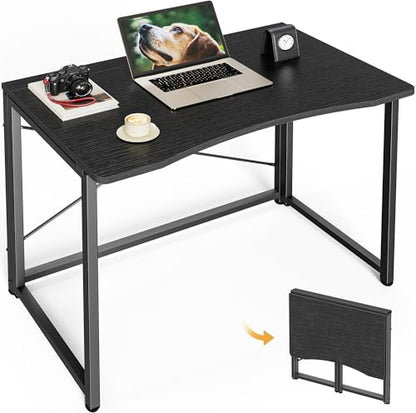 Huuger Folding Desk for Small Spaces, 31.5 Inch Foldable Computer Table - color: Black, size: 18.9"D X 31.5"W