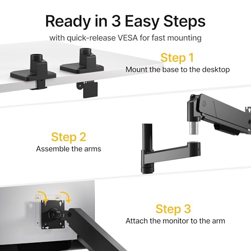 monTEK Tall Single Monitor Arm for 17 to 45 Inch Screen, Holds 35 Lbs - size: Single Mount