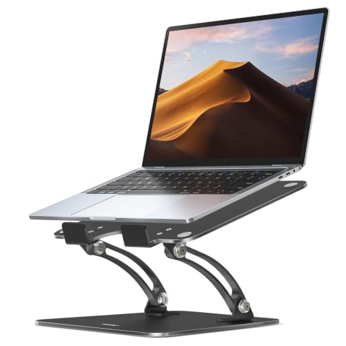 Nulaxy Fully Adjustable Laptop Stand for Desk, Dual Foldable Computer Riser - color: Black