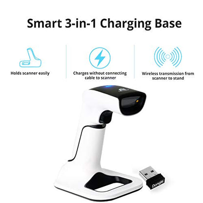 ScanAvenger Wireless Portable 1D&2D with Stand Bluetooth Barcode Scanner: 3-in-1 Handheld Scanner, Rechargeable Battery for Inventory - USB Bar Code/QR Reader (1D&2D with Next Gen Stand) - style: 1D&2D With Next Gen Stand