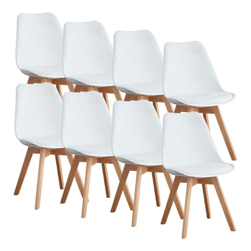 OLIXIS Dining Chairs Set of 8, PU Leather Accent Chairs for Living Room - color: White, size: 8 PC