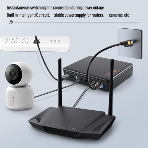 Eujgoov 20800mAh Mini UPS Battery Backup Power Supply with DC Output, Li Battery, for Router Modem Security Camera (US Plug)