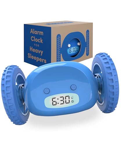 CLOCKY Runaway Digital Loud Rolling Alarm Clock for Heavy Sleeper Adults - color: Blue