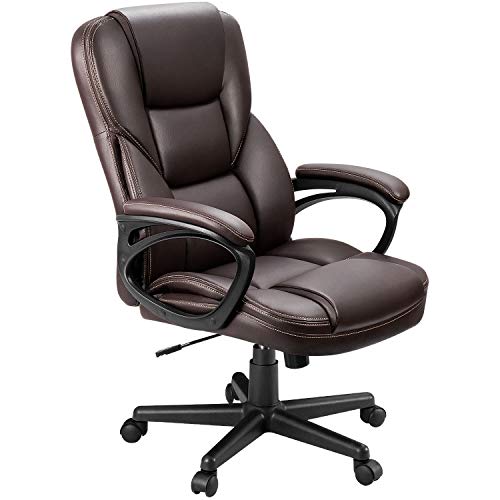 Furmax Office Executive Chair High Back Adjustable Managerial Home Desk Chair, Swivel Computer PU Leather Chair with Lumbar Support (Brown) - color: Brown