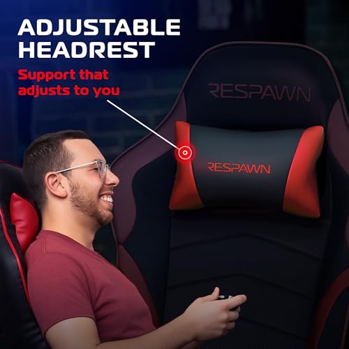 Respawn 900 Gaming Recliner Chair with Footrest, Cup Holder and Swivel | Ergonomic gaming recliner with footrest, cup holder, lumbar support, 135° recline & 360° swivel for console gaming - color: Red