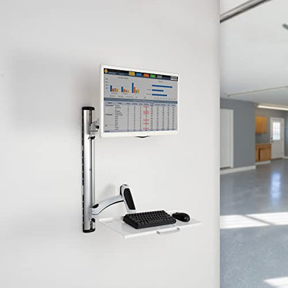 VIVO Sit-Stand Wall Mount Counterbalance Height Adjustable Monitor and Keyboard Workstation for Screens up to 27 inches, White STAND-SIT1KW - color: White