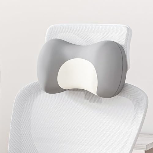 Memory Foam Neck Pillow for Office Chairs/Car Seat,Ergonomic Headrest Attachment Adjustable Neck Support Pillow for Pain Relief,Suitable for Most Chairs (Light Grey) - color: Light Grey