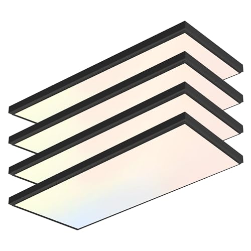 GT-Lite 2'x4' 5500 Lumen 4 Pack LED Flat Panel, Flush Mount and Drop Ceiling 2 Way Installation,Black Trim 5 CCT, 3 Level Dim,CRI 90 for Home and Office (2x4 Feet) - color: Black 4 Pack, size: 2x4 Feet