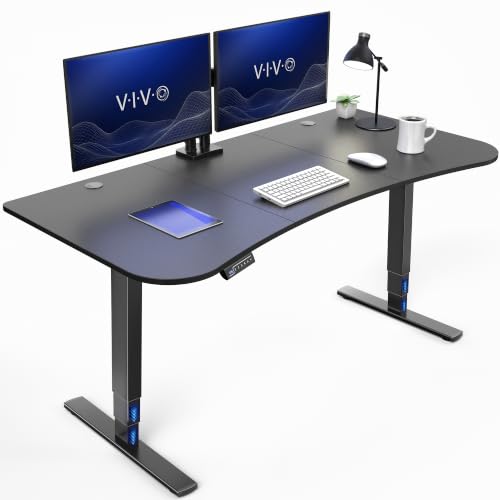 VIVO Black Carbon Fiber 63 x 32 in Standing Desk, DESK-KIT-2EBR - color: Carbon Fiber Top / Black Frame, size: 63 x 32 inch