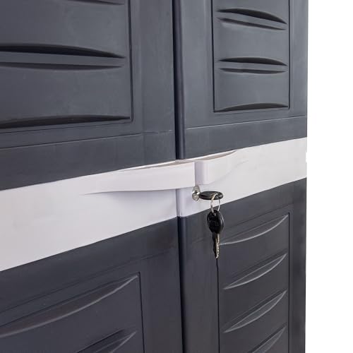 Sunnydaze 72" Garage Storage Cabinet with Locking Doors & Shelves, Shadow - color: Shadow, style: No Drawer - 72" H