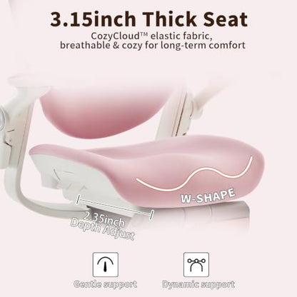 MUSSO E80 Muse Petite Ergonomic Office Chair for Women & Small Frames Pink - color: Pink