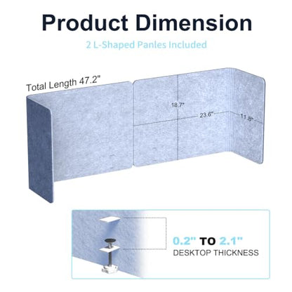 Desk Privacy Panel, 48" × 19" L-Shaped Cubicle Desk Divider, Blue - color: Navy Blue, size: 47.2" × 18.7"