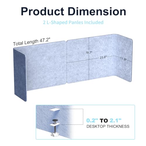 Desk Privacy Panel, 48" × 19" L-Shaped Cubicle Desk Divider, Blue - color: Navy Blue, size: 47.2" × 18.7"