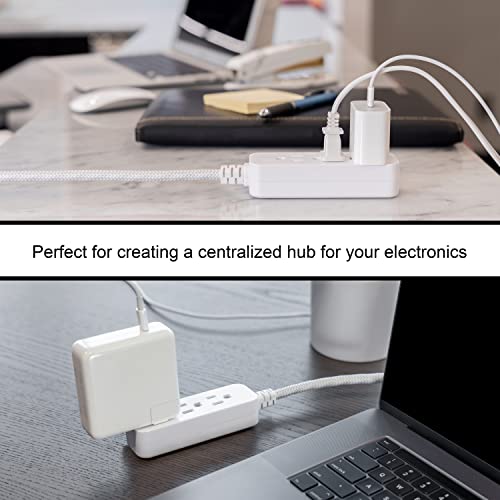 GE 3-Outlet Power Strip Surge Protector, 8 Ft Braided Extension Cord - size: 8 Ft
