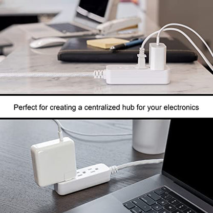 GE 3-Outlet Power Strip Surge Protector, 8 Ft Braided Extension Cord - size: 8 Ft