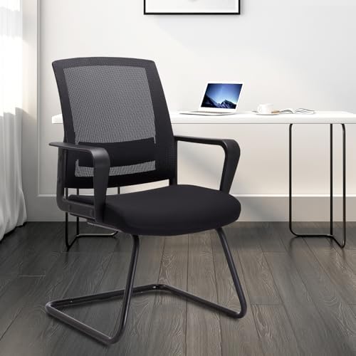 CLATINA Office Guest Chair with Lumbar Support and Mid Back Mesh Space Air Grid Series for Reception Conference Room - color: Black, size: 1PK
