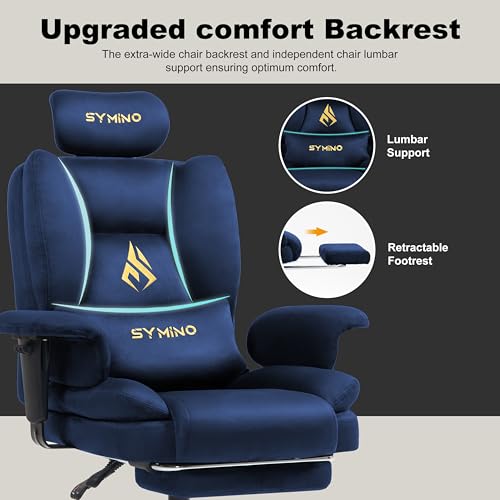 Symino Ergonomic Gaming Chair with Footrest & 155° Recline - color: Dark Blue