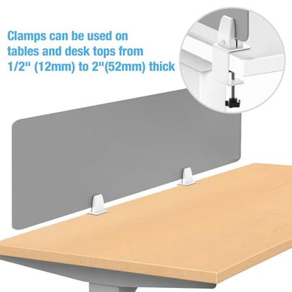 Desk Divider 4 Pcs Desk Privacy Panel 47.2''L x 15.8W'' Office Partitions Grey Acrylic Panel Pack of 4 Desk Divider Partition with Adjustable Universal Base Brand: Yeaborn - size: 47.2''L x 15.8W''