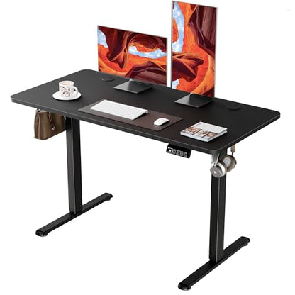 47"x24" Standing Desk, Height Adjustable Sit-Stand Home Office, Black | Electric Adjustable Standing Desk, Sit to Stand Computer Office Desk with Splice Board, Memory Preset, Lifts 28.7''-46.5" - color: Black Frame-black, size: 47.2-inch