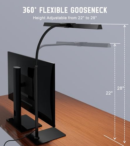 LED Desk Lamp for Home Office with Base, Eye-Caring Desk Light 12W, Black - color: Black