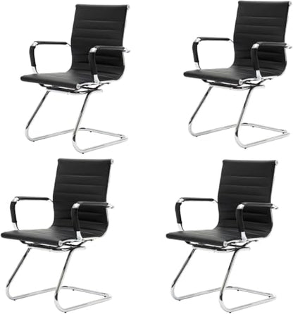 HNY 4-Pack PU Leather Office Guest Chairs - color: Black, size: 4 PCS