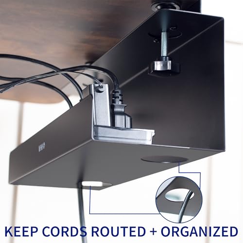 VIVO No Drill Clamp-on 17 inch Power Strip Cable Management Trays, Under Standing Desk Steel Cord Organizer, Black, 2 Pack, DESK-CM6L-2B - size: 17" (Pack of 2)