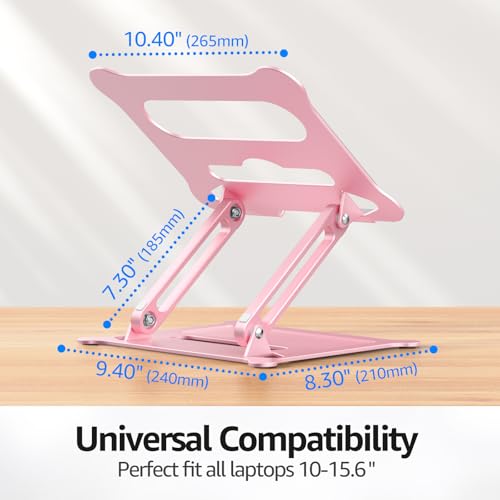 Urmust Adjustable Laptop Stand for Desk, 10-15.6“ Laptop Riser, Pink - color: C-Pink