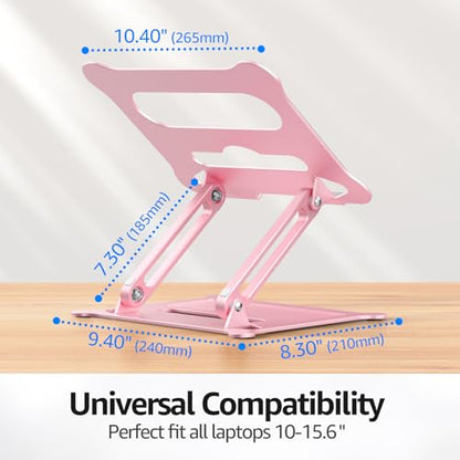 Urmust Adjustable Laptop Stand for Desk, 10-15.6“ Laptop Riser, Pink - color: C-Pink