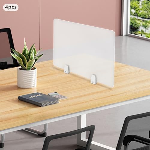 4PCS Desk Dividers Office Partitions, Privacy Desk Panel Protective, Acrylic Plexiglass Shield with Clamps for Offices Schools Call Centers - 23.6”L X15.8”W - color: Frosted